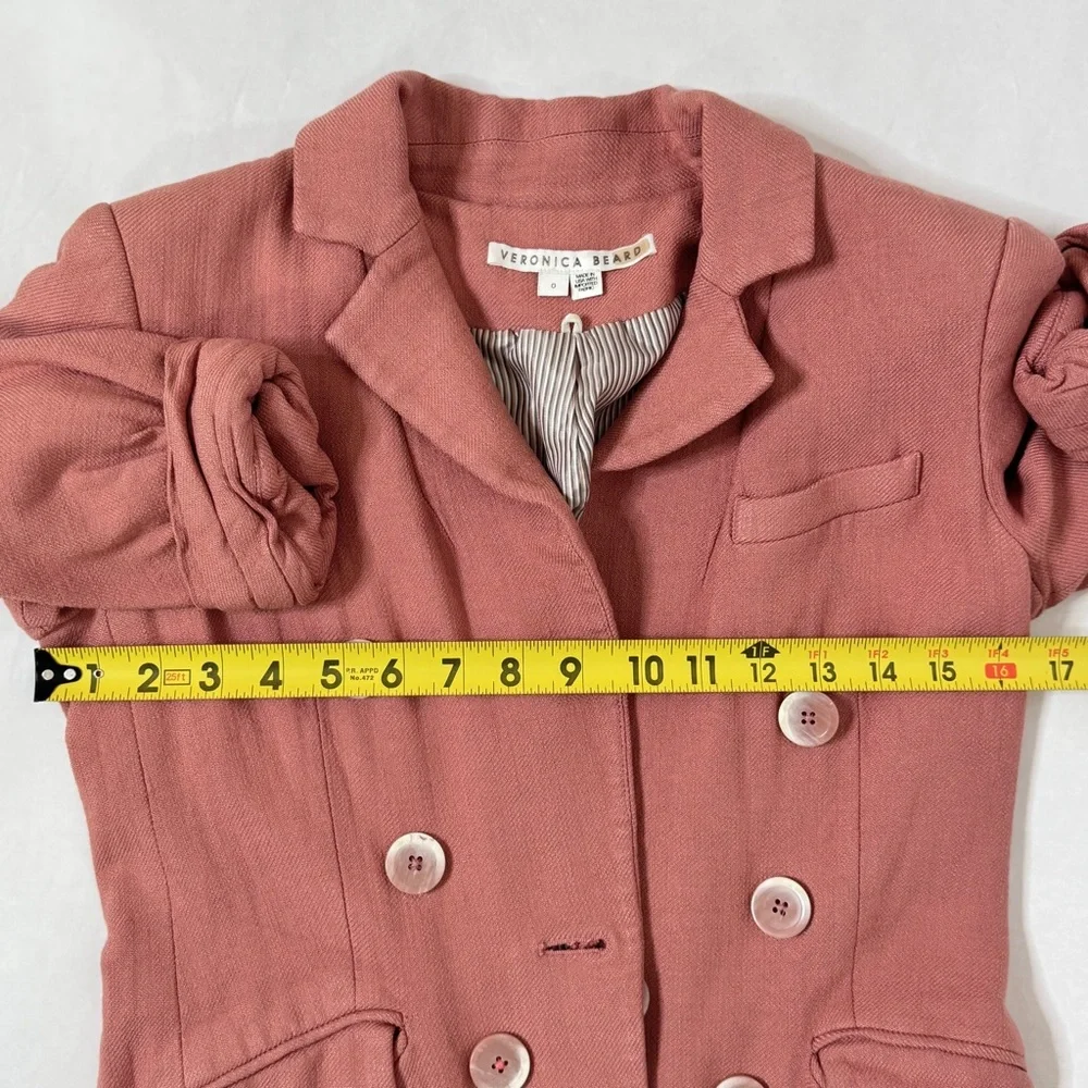 Veronica Beard Blazer Odile Dickey Pink Jacket Rosewood Double Breasted SZ 0